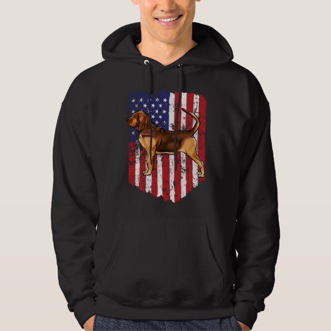 American Flag Bloodhound 4th Of July USA Hoodie (Front)