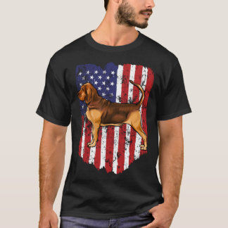 American Flag Bloodhound 4th Of July USA T-Shirt