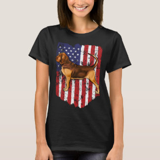 American Flag Bloodhound 4th Of July USA T-Shirt