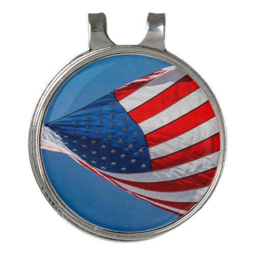 American Flag Blowing Golf Hat Clip