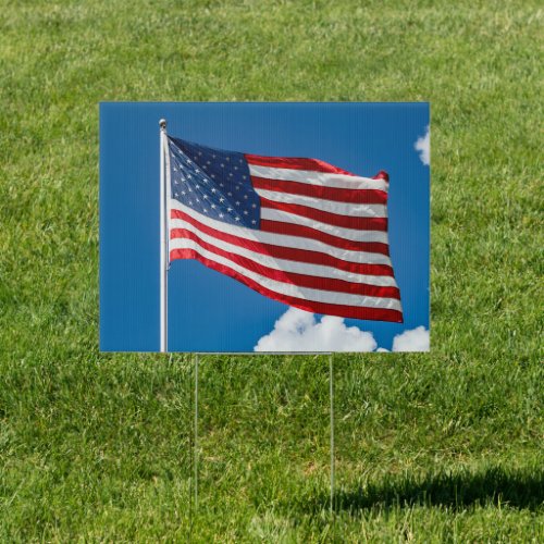 American Flag Blowing in the Wind Sign