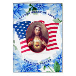 AMERICAN FLAG BLUE DAHLIAS SACRED HEART OF JESUS