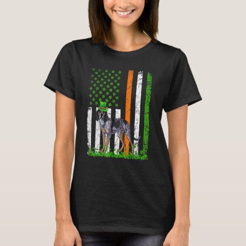 American Flag Bluetick Coonhound Dog  St Patricks  T_Shirt