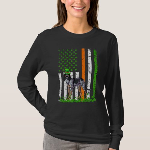 American Flag Bluetick Coonhound Dog  St Patricks  T_Shirt