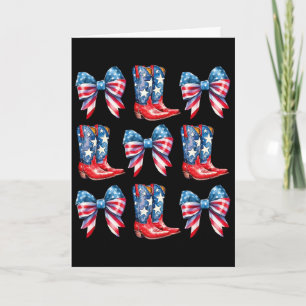 American Flag Boots And Bows 4th Of July Cowgirl W Card