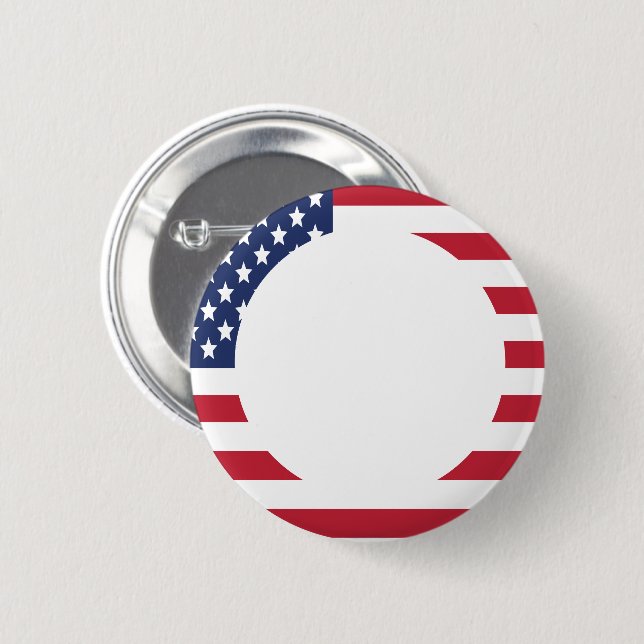American Flag Border custom text Button (Front & Back)