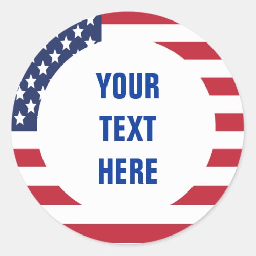 American Flag Border custom text Classic Round Sticker