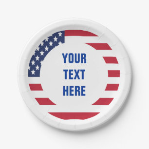 American Flag Border custom text Paper Plates