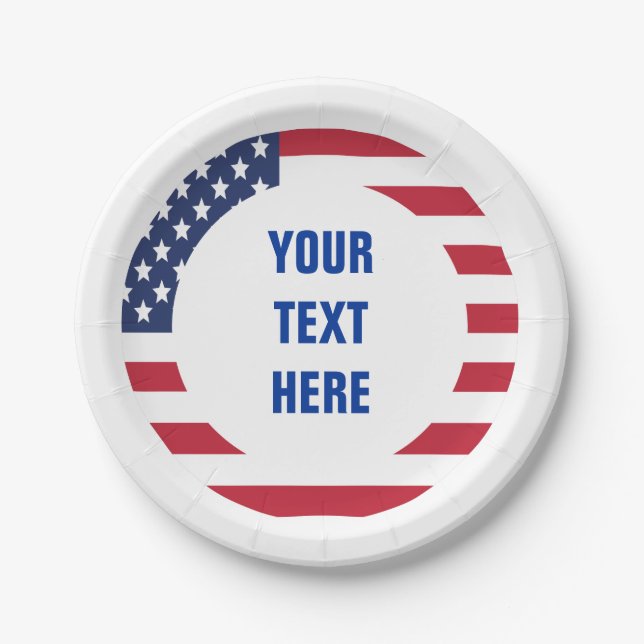 American Flag Border custom text Paper Plates (Front)