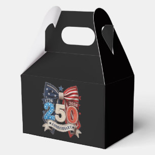 American Flag Bow 250th Anniversary Patriotic  Favor Boxes