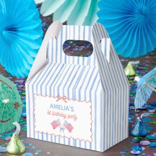 American Flag Bow Girl Birthday Favor Box