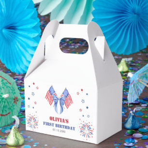 American Flag Bow Girl Birthday Favor Box