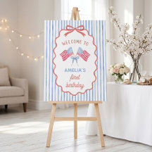 American Flag Bow Girl Birthday Foam Board