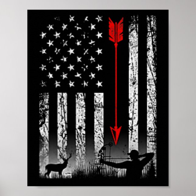 American Flag Bow Hunting Patriotic Design On Byck Poster (Front)