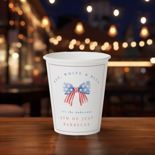 American Flag Bow July 4th Barbecue Sophisticated Paper Cups