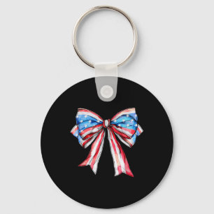 American Flag Bow Tie 4th Of July Girls Patriotic Keychain