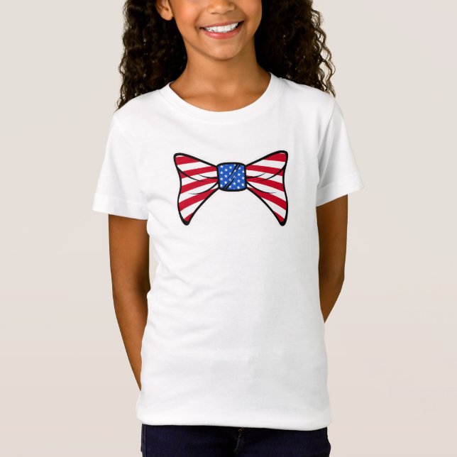 American Flag Bow Tie 4th of July T-Shirt (Front)