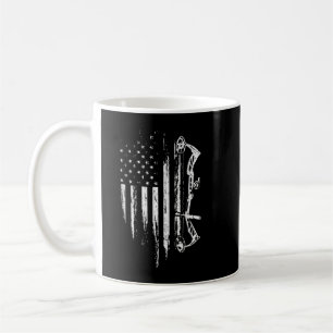 American Flag Bowhunting Bow Archery Gift For Deer Coffee Mug