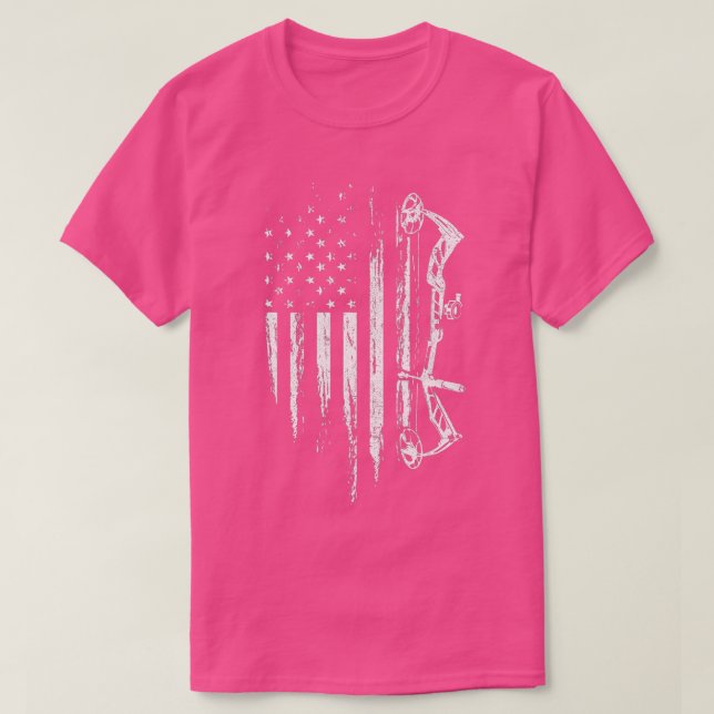 American Flag Bowhunting Bow Archery Gift For Deer T-Shirt (Design Front)