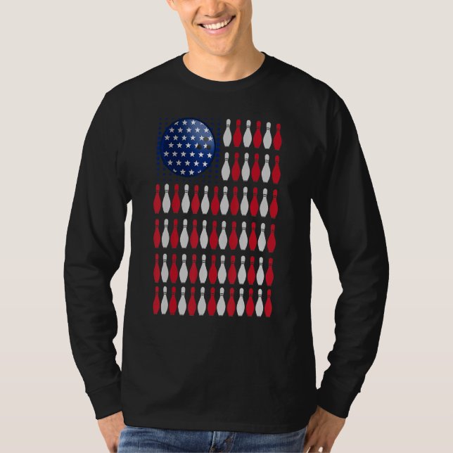 American Flag Bowling  Bowler  For Bowling Team T-Shirt (Front)