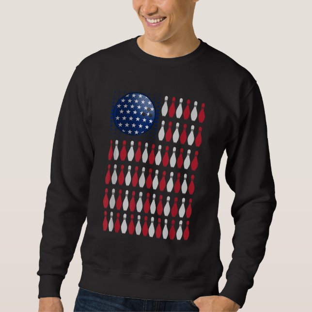 American Flag Bowling Bowler Gifts For Bowling Tea Sweatshirt (Front)