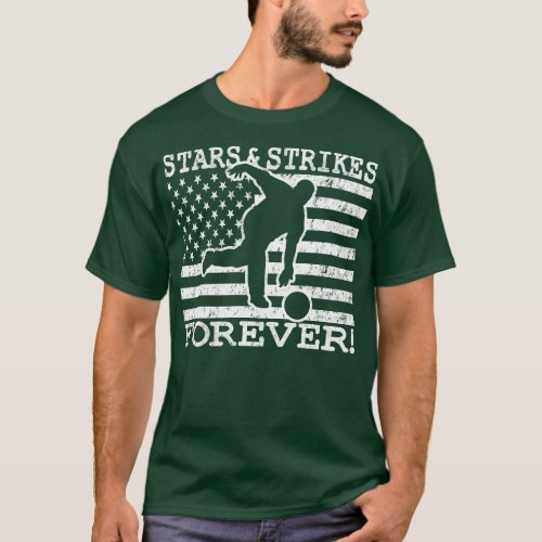 American Flag Bowling USA Patriotic Bowler Stars a T_Shirt