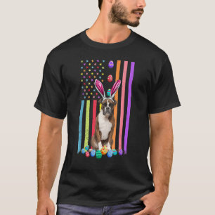 American Flag Boxer Dog Easter Eggs T-Shirt