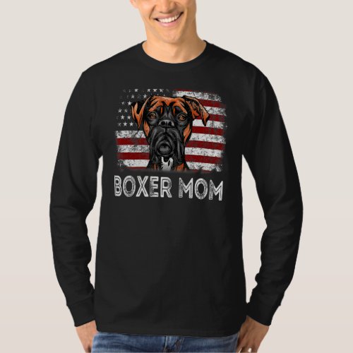 American Flag Boxer Mom Retro Patriotic T_Shirt