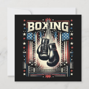 American Flag Boxing Distressed - Boxer Vintage Bo Invitation