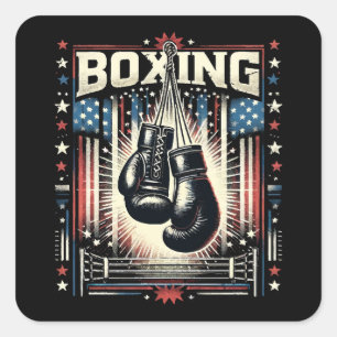 American Flag Boxing Distressed - Boxer Vintage Bo Square Sticker