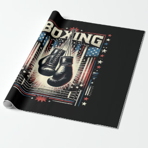 American Flag Boxing Distressed - Boxer Vintage Bo Wrapping Paper
