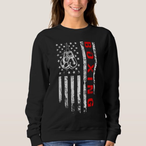 American Flag Boxing Distressed  Vintage Boxer US  Sweatshirt