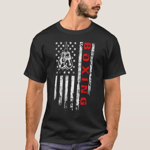 American Flag Boxing Distressed  Vintage Boxer US  T_Shirt