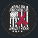 American Flag - Brain Aneurysm Survivor  Classic Round Sticker<br><div class="desc">American Flag - Brain Aneurysm Survivor</div>