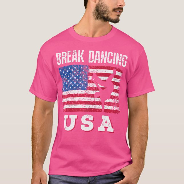 American Flag Break Dancing Usa Breaking Bboy Hip  T-Shirt (Front)