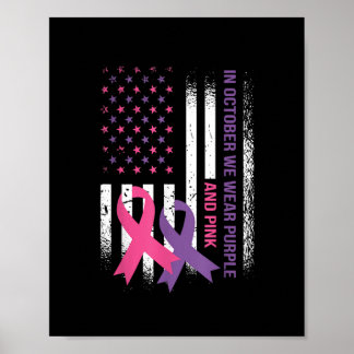 American Flag Breast Cancer and Domestic Violence Poster