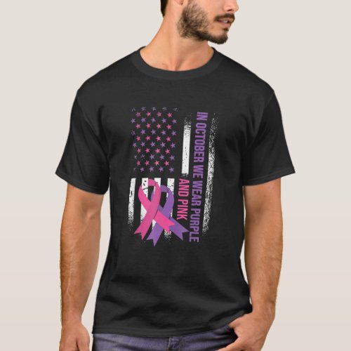 American Flag Breast Cancer And Domestic Violence T_Shirt