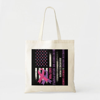 American Flag Breast Cancer And Domestic Violence  Tote Bag