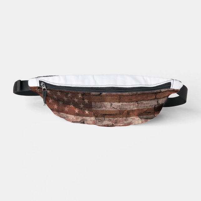 American Flag Brick Wall Fanny Pack (Front)