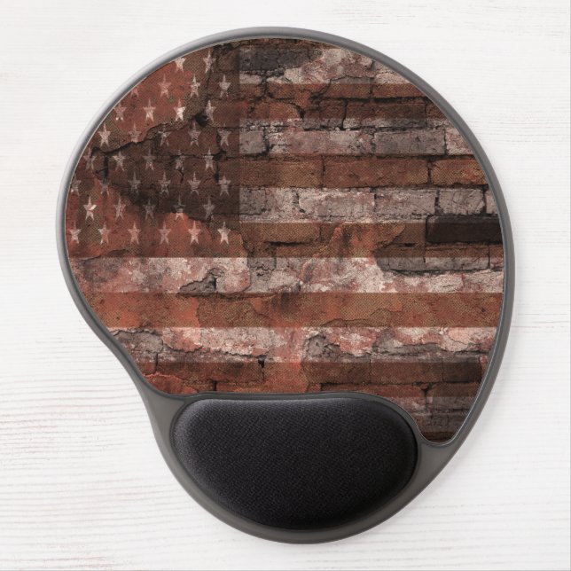 American Flag Brick Wall Gel Mouse Pad (Front)