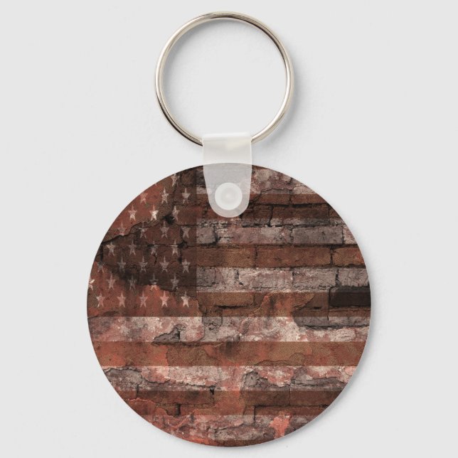 American Flag Brick Wall Keychain (Front)