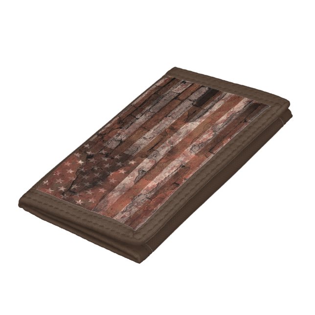 American Flag Brick Wall Trifold Wallet (Bottom)