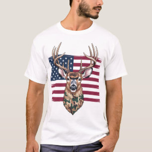 American Flag Buck Shirt Patriotic Hunting Tee