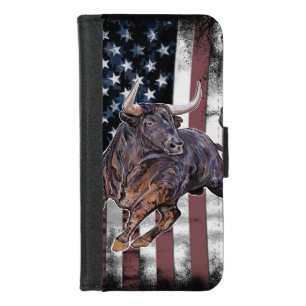 American Flag Bull iPhone 8/7 Wallet Case
