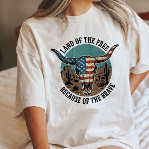 American Flag Bull Skull Desert Pride Tri-Blend Shirt