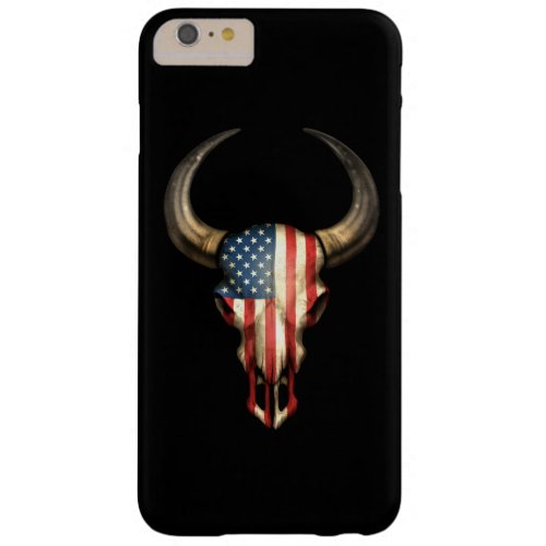 American Flag Bull Skull on Black Barely There iPhone 6 Plus Case