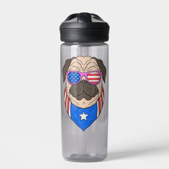 American Flag Bulldog  Water Bottle (Front)
