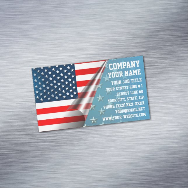 American Flag Business Card Magnet (In Situ)