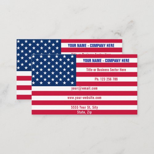 American Flag Business Card USA _ Patriotic Design