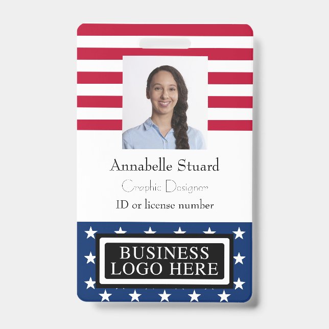 American Flag Business Security Employee Badge (Front)